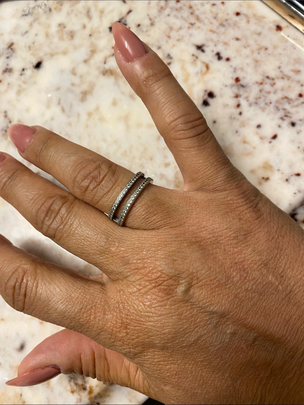 Pandora Double Row Pavé CZ Stackable Ring in Silver Sz 8